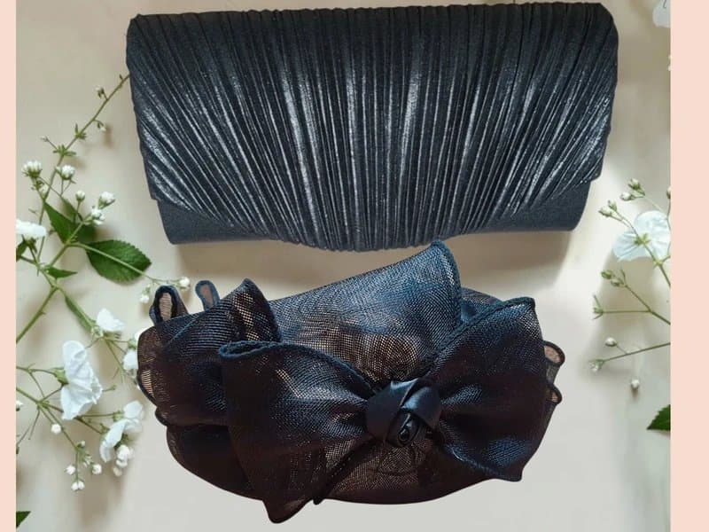unbranded Black fascinator and bag set wedding guest cruise races