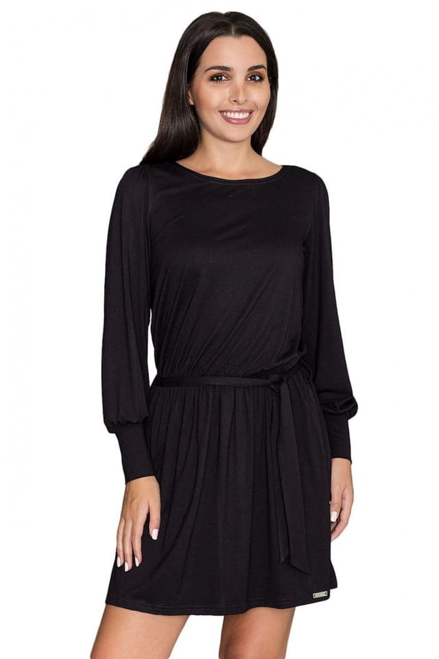 Love Lace Love Lace Women's Loose Fitting Long Sleeve Dress with Wide Cuffs in Black - 2