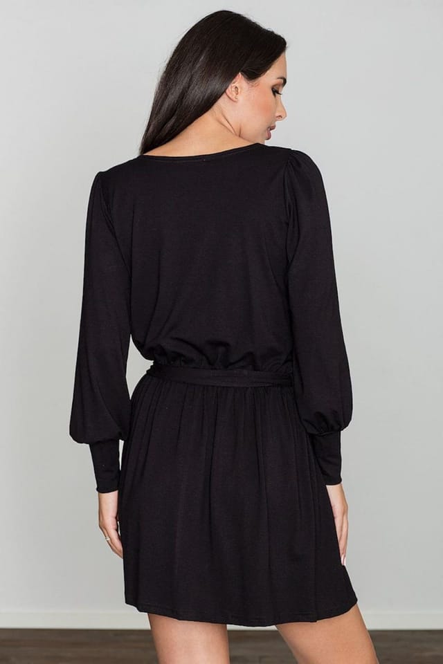 Love Lace Love Lace Women's Loose Fitting Long Sleeve Dress with Wide Cuffs in Black - 3