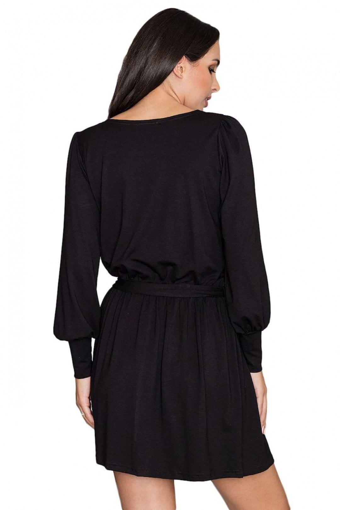 Love Lace Love Lace Women's Loose Fitting Long Sleeve Dress with Wide Cuffs in Black - 4