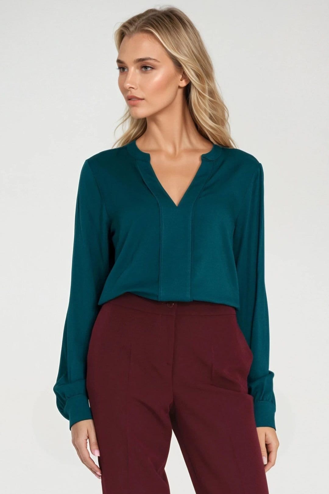 Love Lace Green V-Neck Viscose Blouse