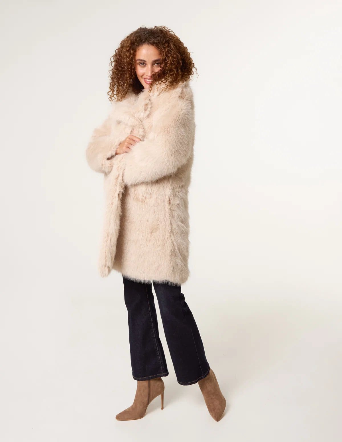 Blue Vanilla Faux Fur Long Coat