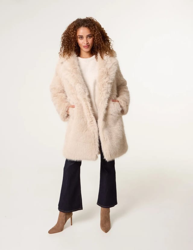 Blue Vanilla Faux Fur Long Coat - 3