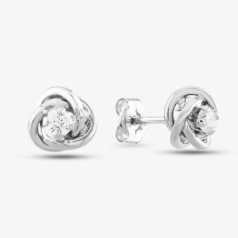 T.H.Baker T.H.Baker Women's 9ct White Gold Stone Set Knot 5.57.0213 in Silver - 1