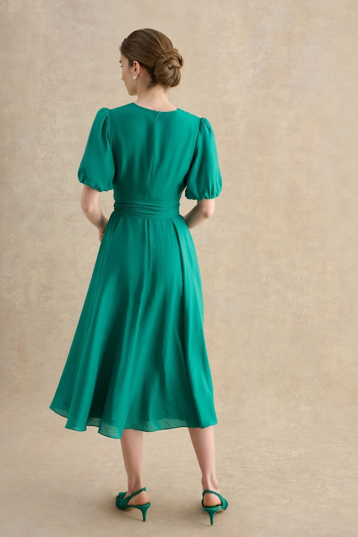 Hobbs London Hobbs London Women's Barrington Tie Waist Midi Dress in Emerald - 4