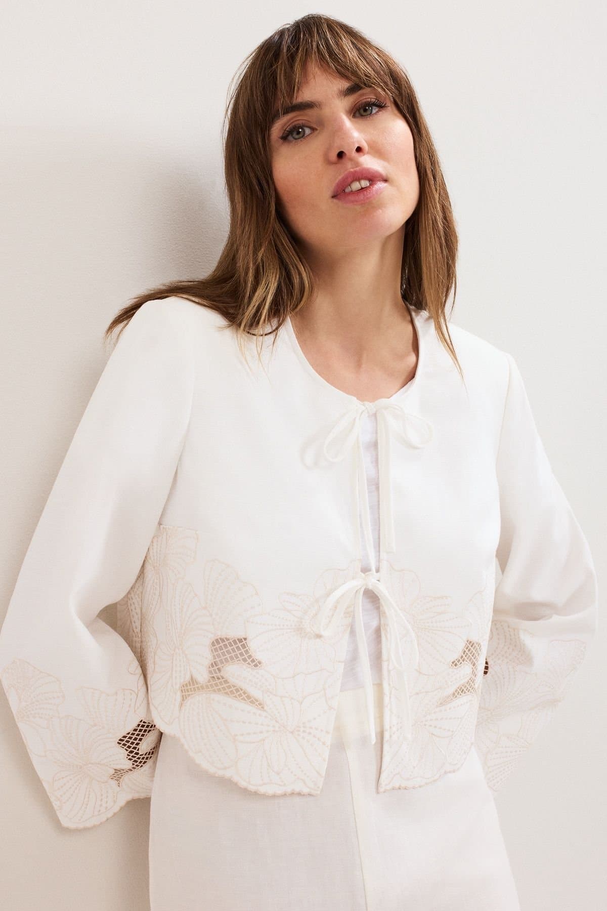 Phase Eight Phase Eight Women's Svea Broderie Jacket in Off-White