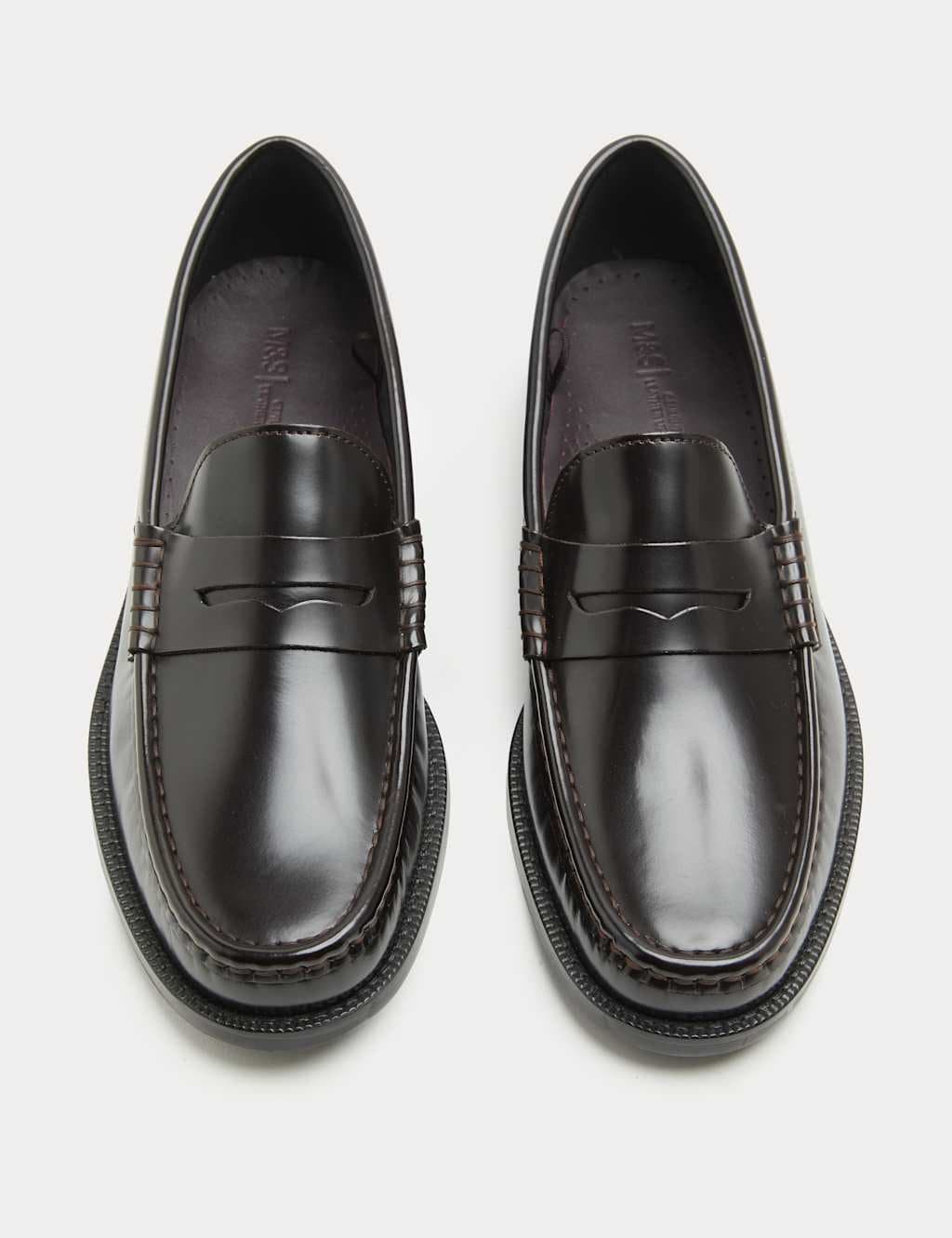 Marks & Spencer M&S Burgundy Leather Penny Loafers