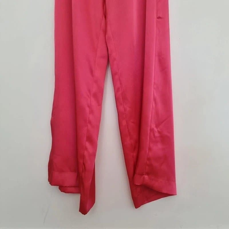 Zara Zara Satin Effect Cut Out Strawberry Red Jumpsuit