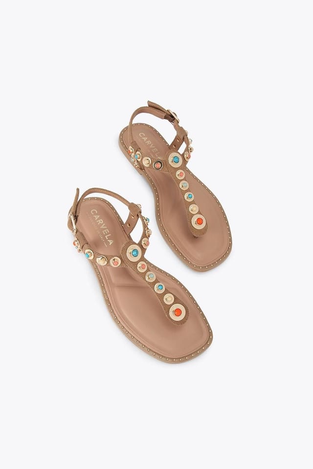 Carvela Carvela Women's 'Amalfi T Bar Flat Sandal' Suede Sandals in Camel - 2
