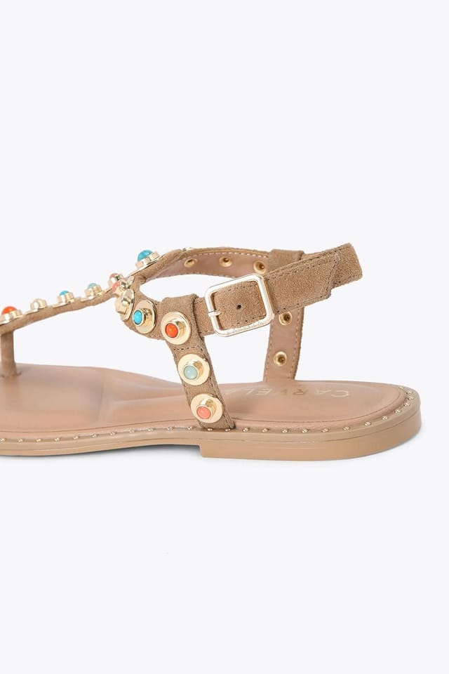 Carvela Carvela Women's 'Amalfi T Bar Flat Sandal' Suede Sandals in Camel - 3
