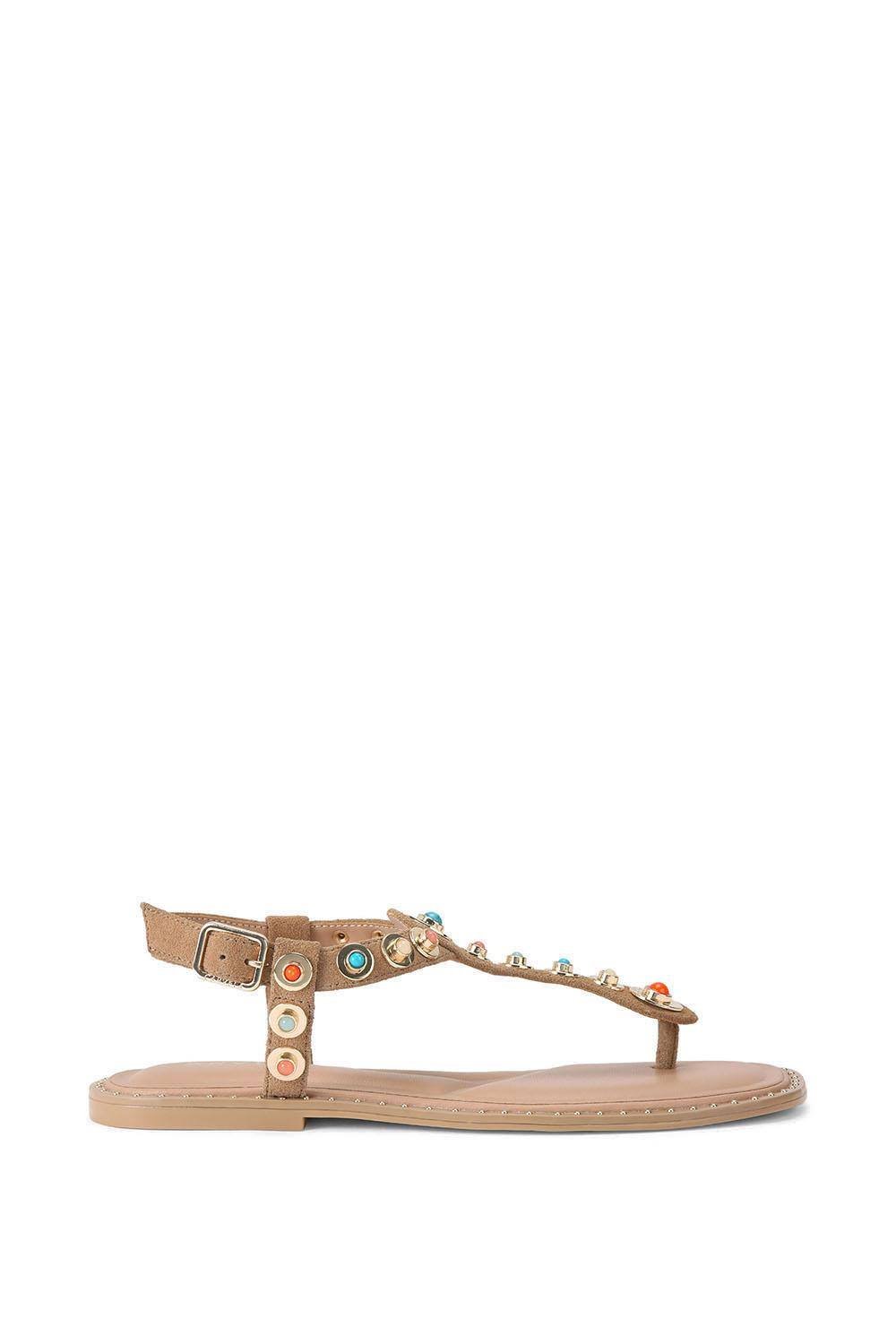 Carvela Carvela Women's 'Amalfi T Bar Flat Sandal' Suede Sandals in Camel - 4