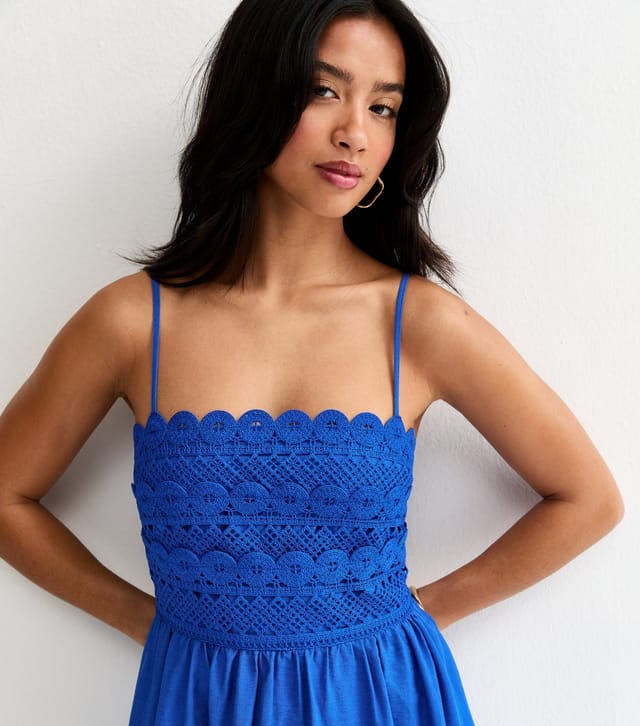 New Look Women's Petite Blue Crochet Panel Maxi Dress New Look - 2