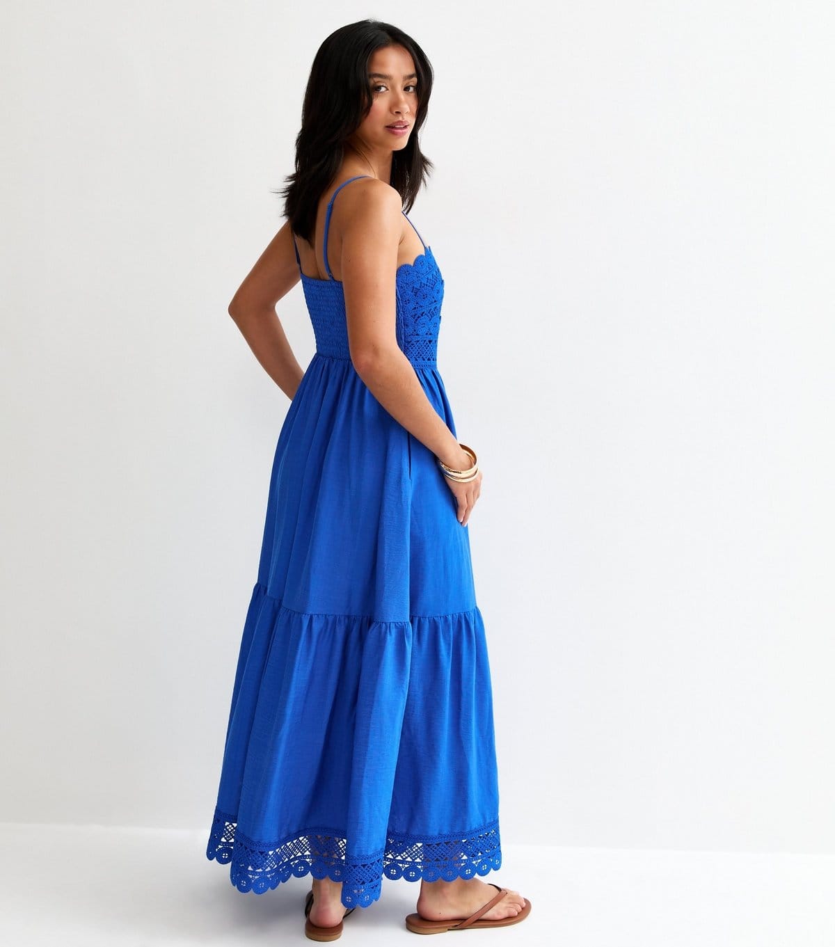 New Look Women's Petite Blue Crochet Panel Maxi Dress New Look - 4