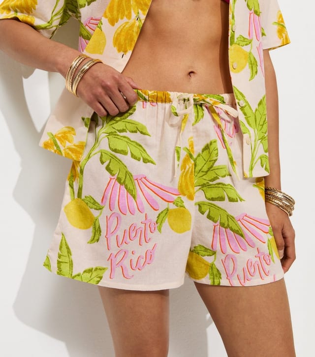New Look Women's Cream Cotton Palm Print Shorts New Look - 2