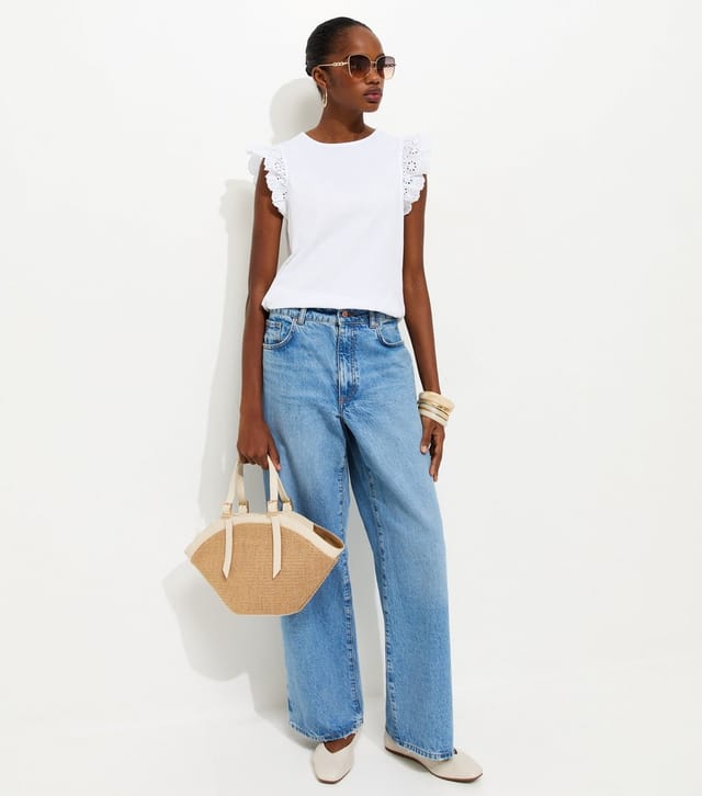 New Look Women's White Broderie Frill Sleeve Top New Look - 3