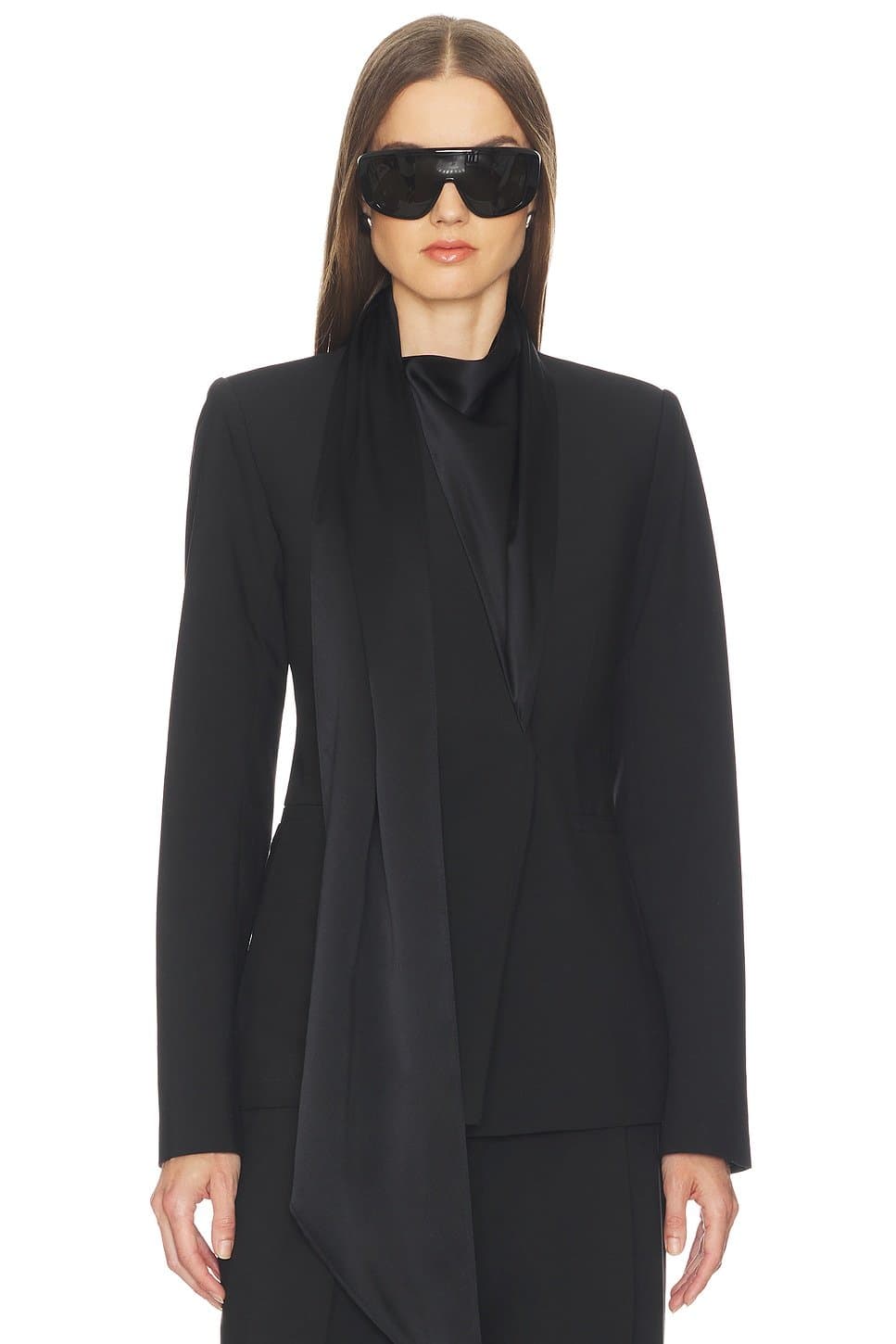 revolve Revolve Black Silk Satin Blazer