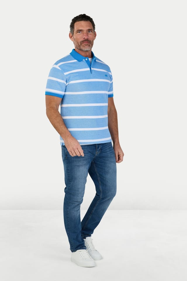 raging bull Raging Bull Men's Two Tone Birdseye Stripe Pique Polo in Bright Blue - 2