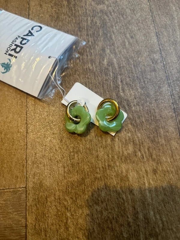 ASOS Green floral hoop earrings