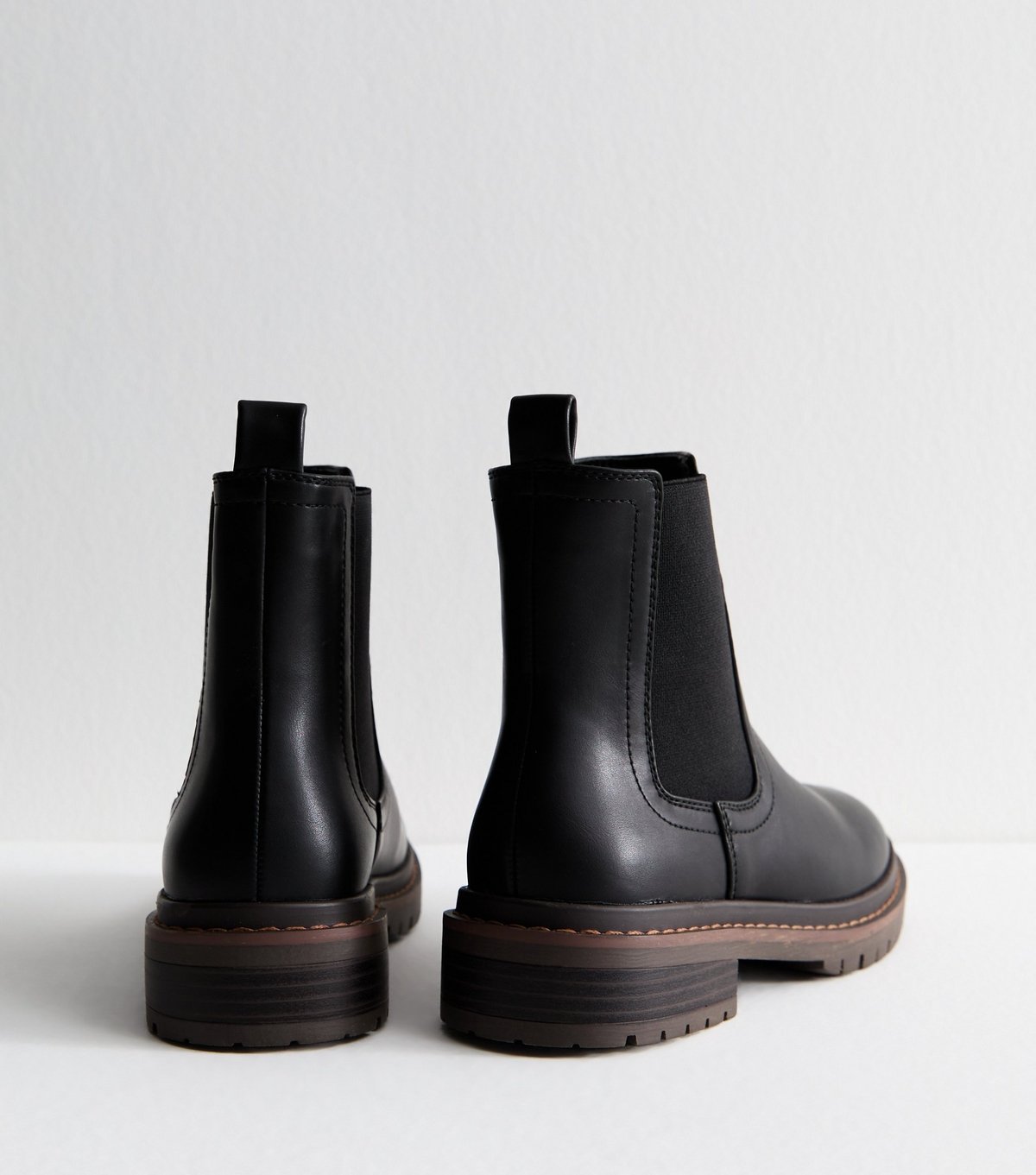 New Look Women's Black Faux Leather Chunky Chelsea Boots Vegan New Look - 4