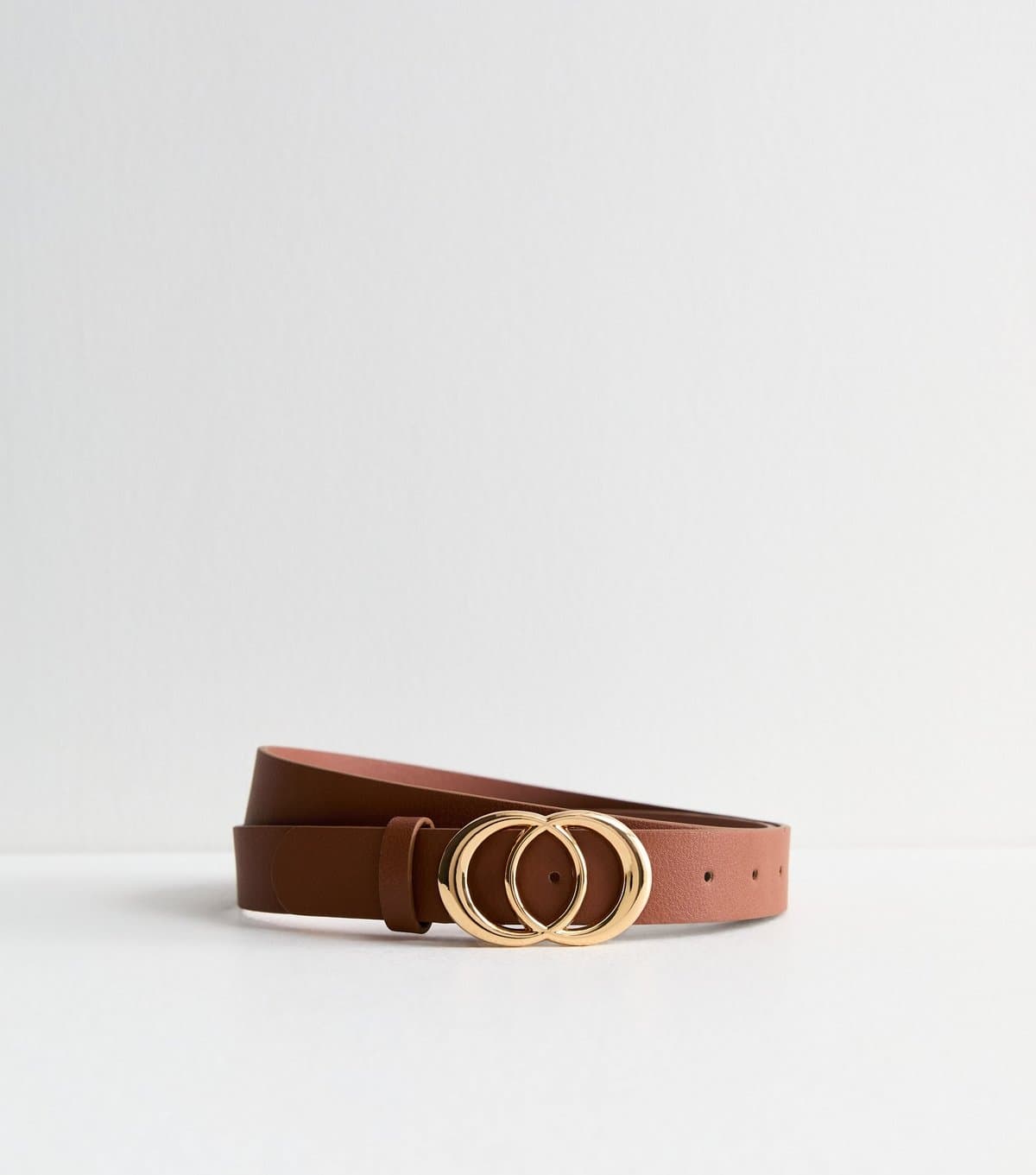New Look New Look Tan Leather-Look Curved Buckle Belt