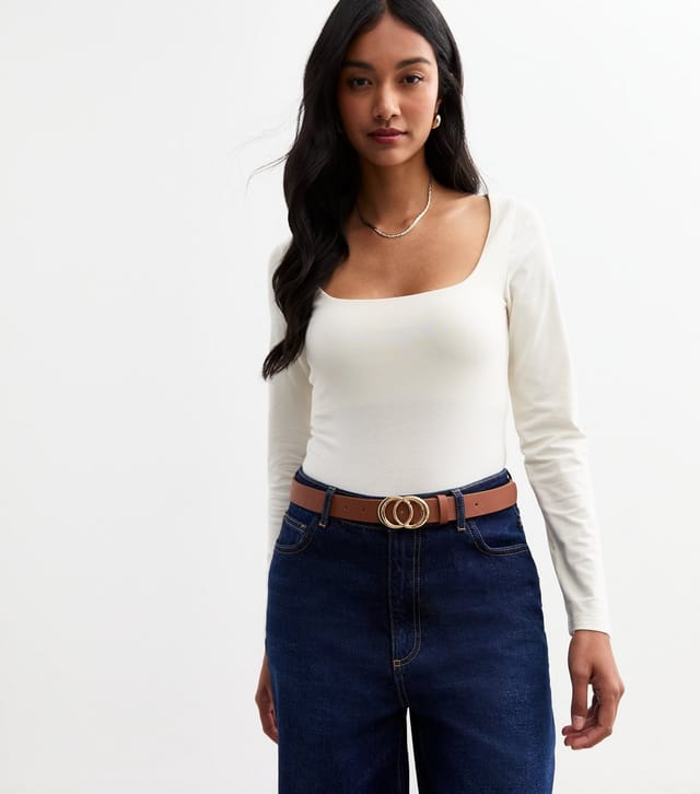 New Look Tan Leather-Look Curved Buckle Belt New Look - 2