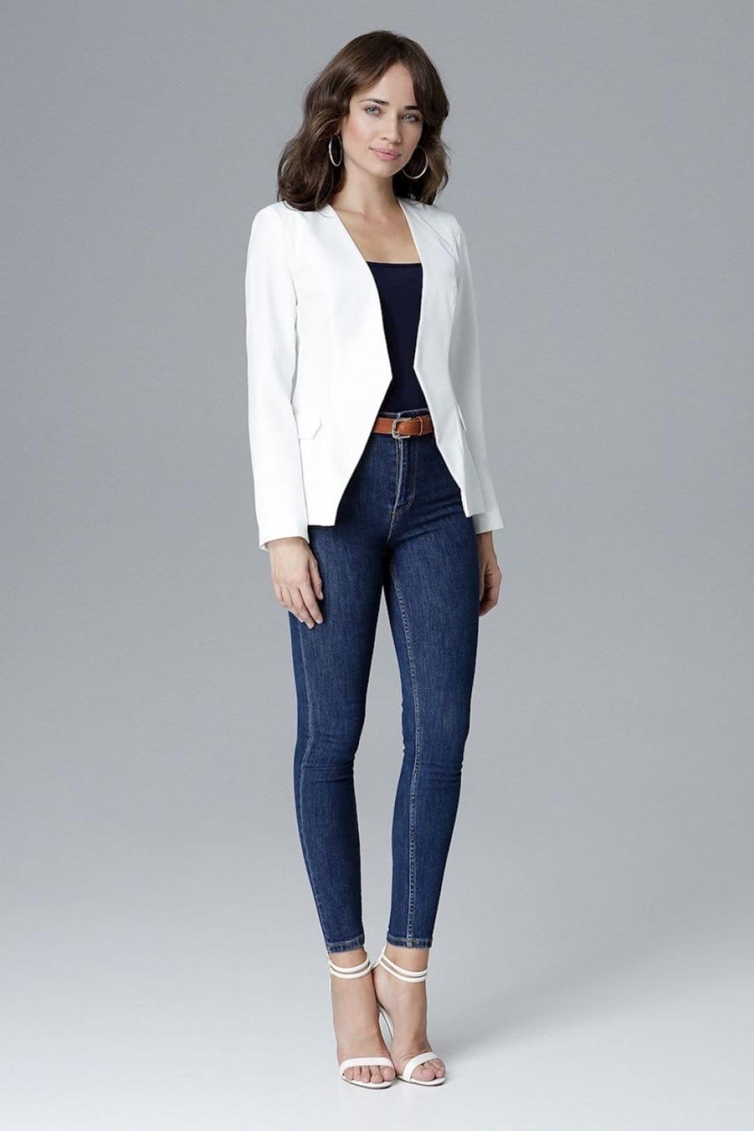 Love Lace Love Lace Women's Sleek Slim Fit Lined Jacket with Patch Pockets Style 128519 in White - 1