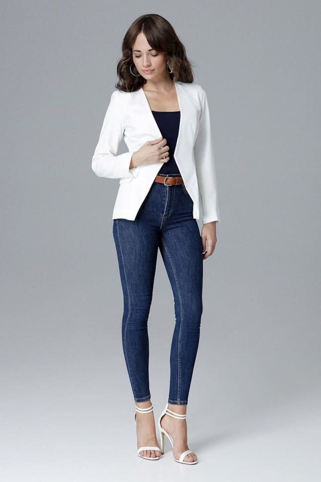 Love Lace Love Lace Women's Sleek Slim Fit Lined Jacket with Patch Pockets Style 128519 in White - 2