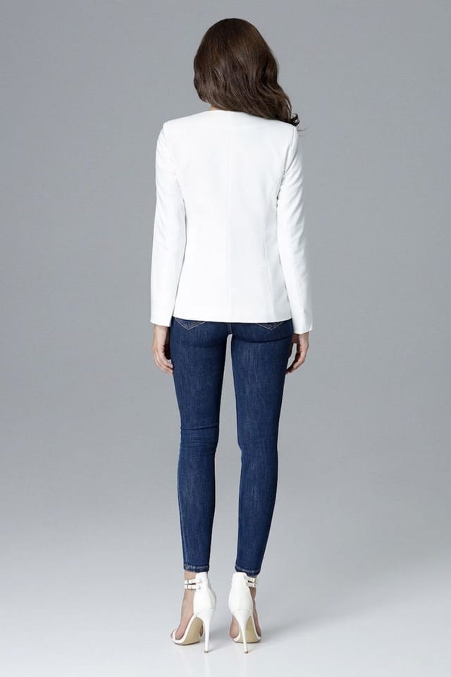 Love Lace Love Lace Women's Sleek Slim Fit Lined Jacket with Patch Pockets Style 128519 in White - 3