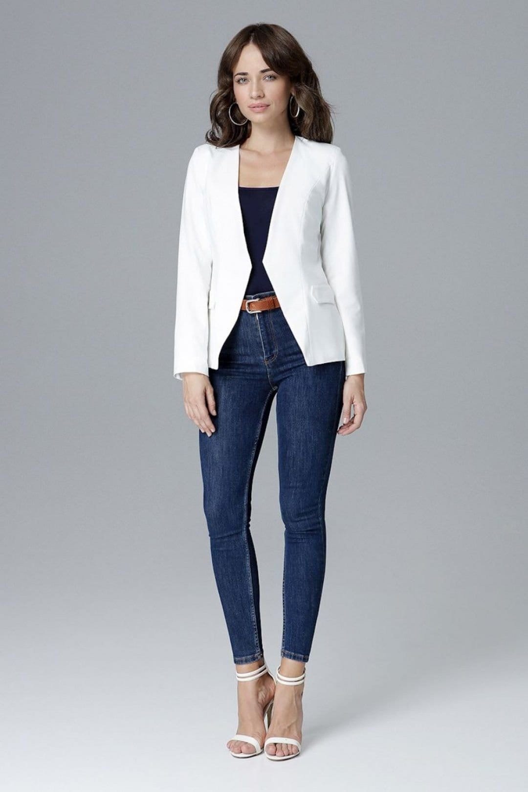 Love Lace Love Lace Women's Sleek Slim Fit Lined Jacket with Patch Pockets Style 128519 in White - 4