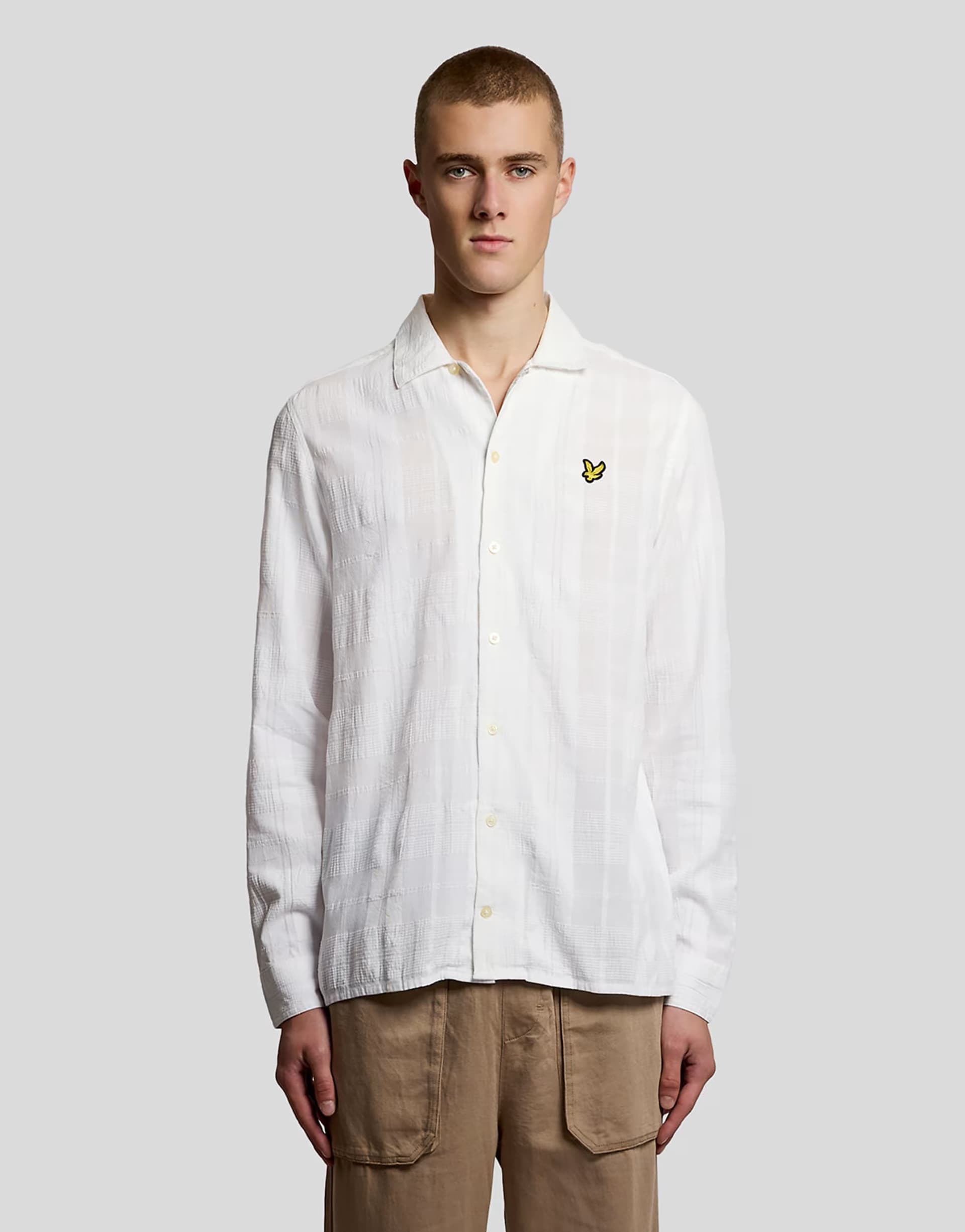 ASOS Lyle & Scott Ls woven shirts check long sleeve revere collar shirt in 626 white