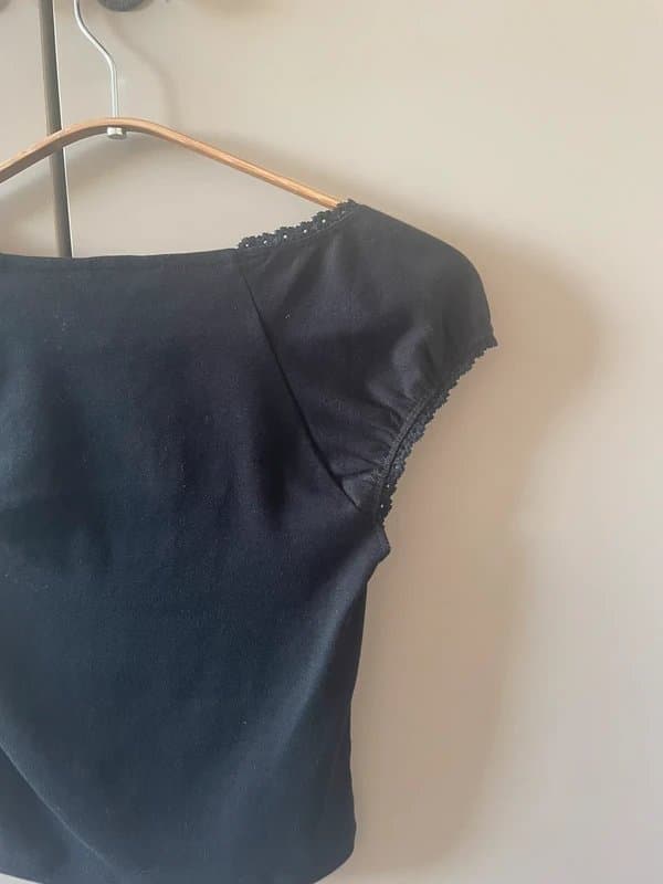 New Look Black lace trim top