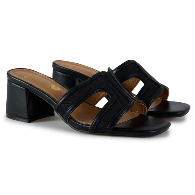 V.GAN V.GAN Women's Bok Heel Weave Sandals in Black - 2