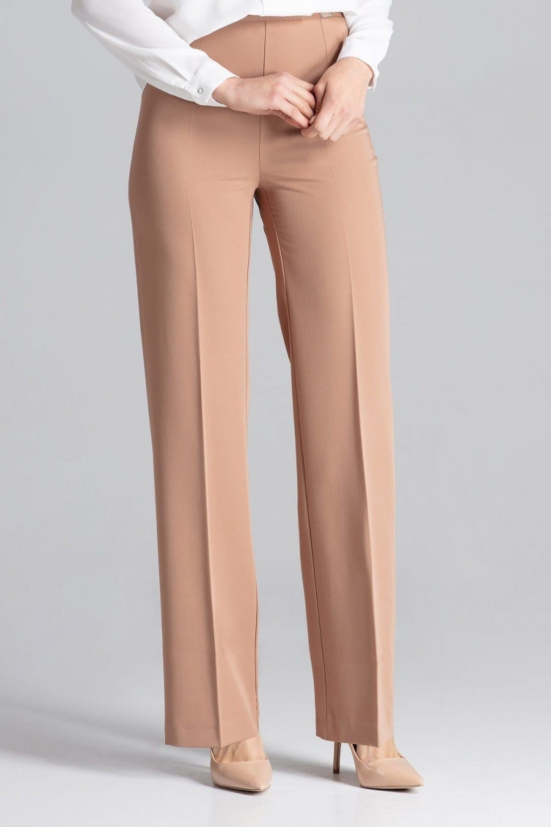 Love Lace Camel Wide Leg Side Zipper Pants