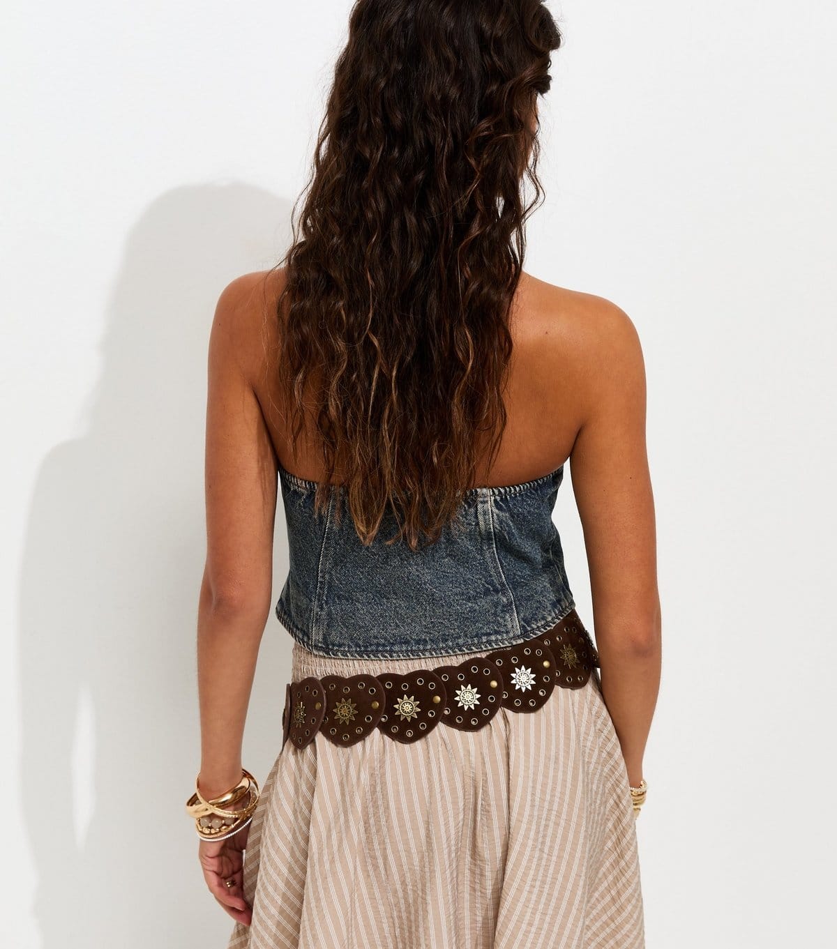 New Look Women's Vintage Tint Blue Cotton Halter Neck Denim Waistcoat New Look - 4