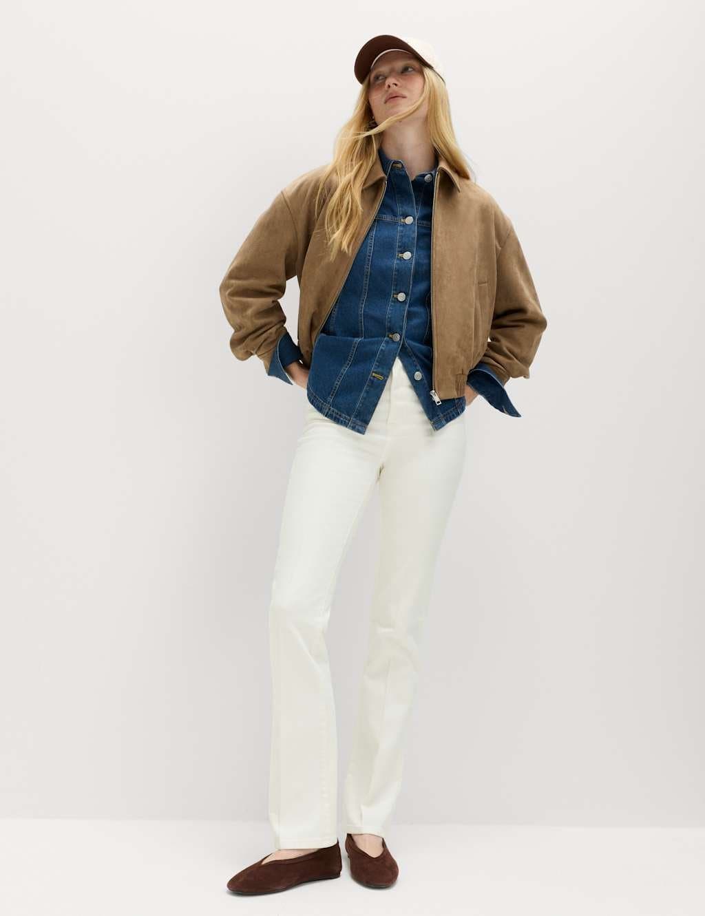 Marks & Spencer M&S High Waisted Flared Jeans Soft White