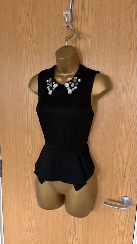Topshop Topshop BNWT black embellished rhinestones collar smart office work top
