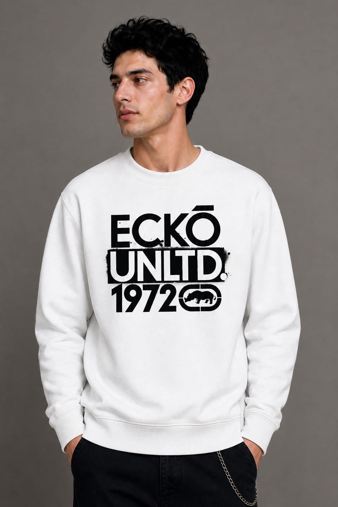 Ecko Untld. Ecko Untld. Men's Stacked Sweatshirt in White