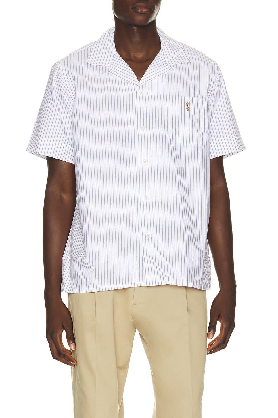 revolve Short Sleeve Lightweight Oxford Andy Stripe Camp Shirt