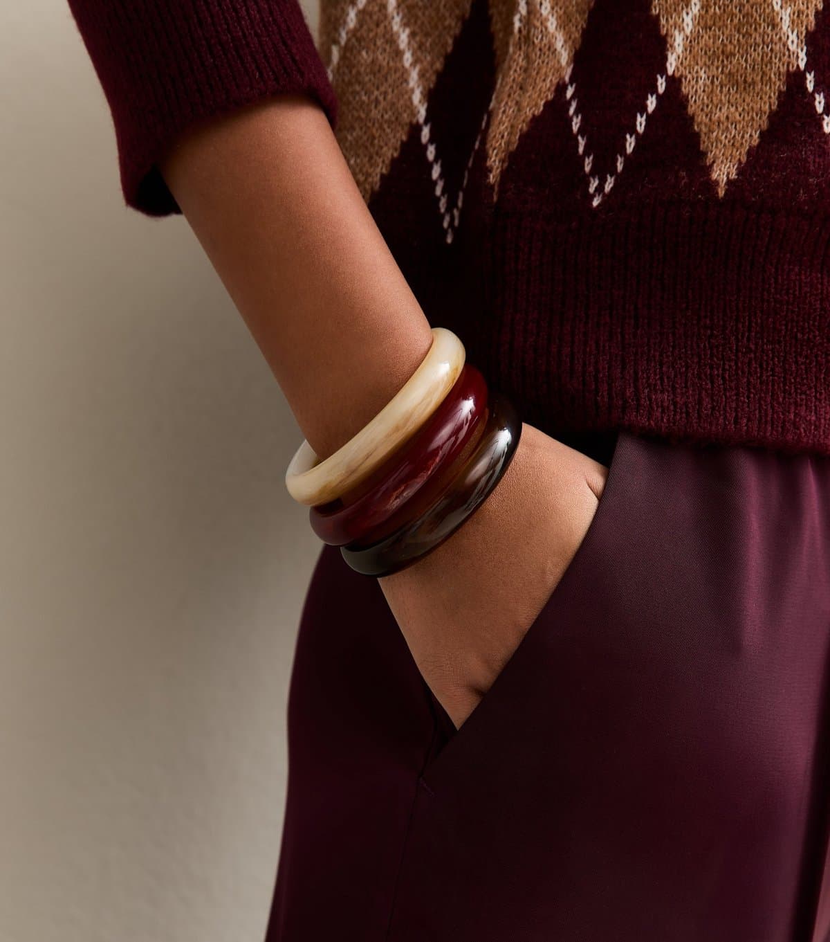 New Look Pack Of 3 Brown Resin Bangles New Look