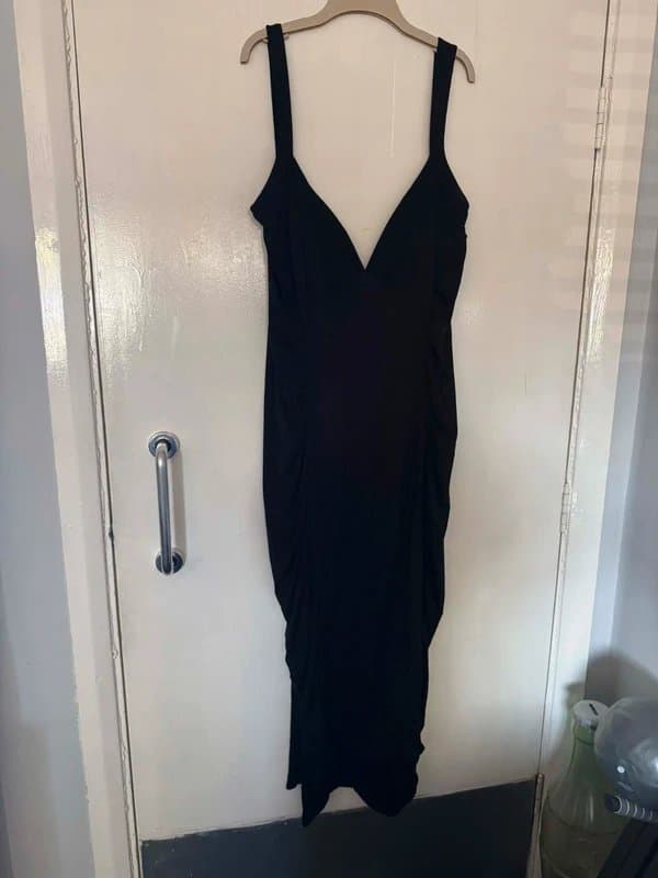 ASOS ASOS luxe black dress with ruched details size 26