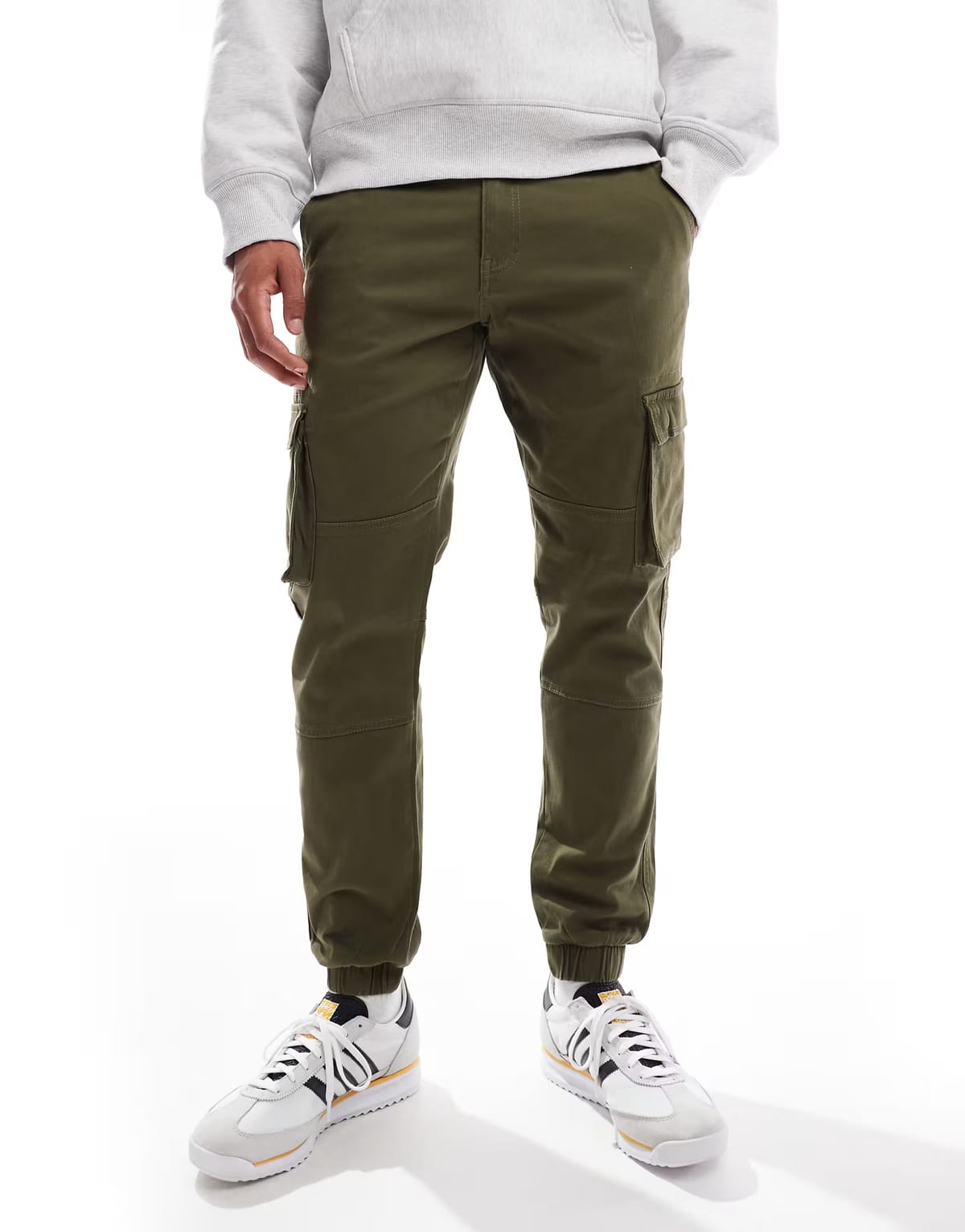 ASOS ONLY & SONS tapered fit cargo trouser with cuffed bottom in khaki - 1