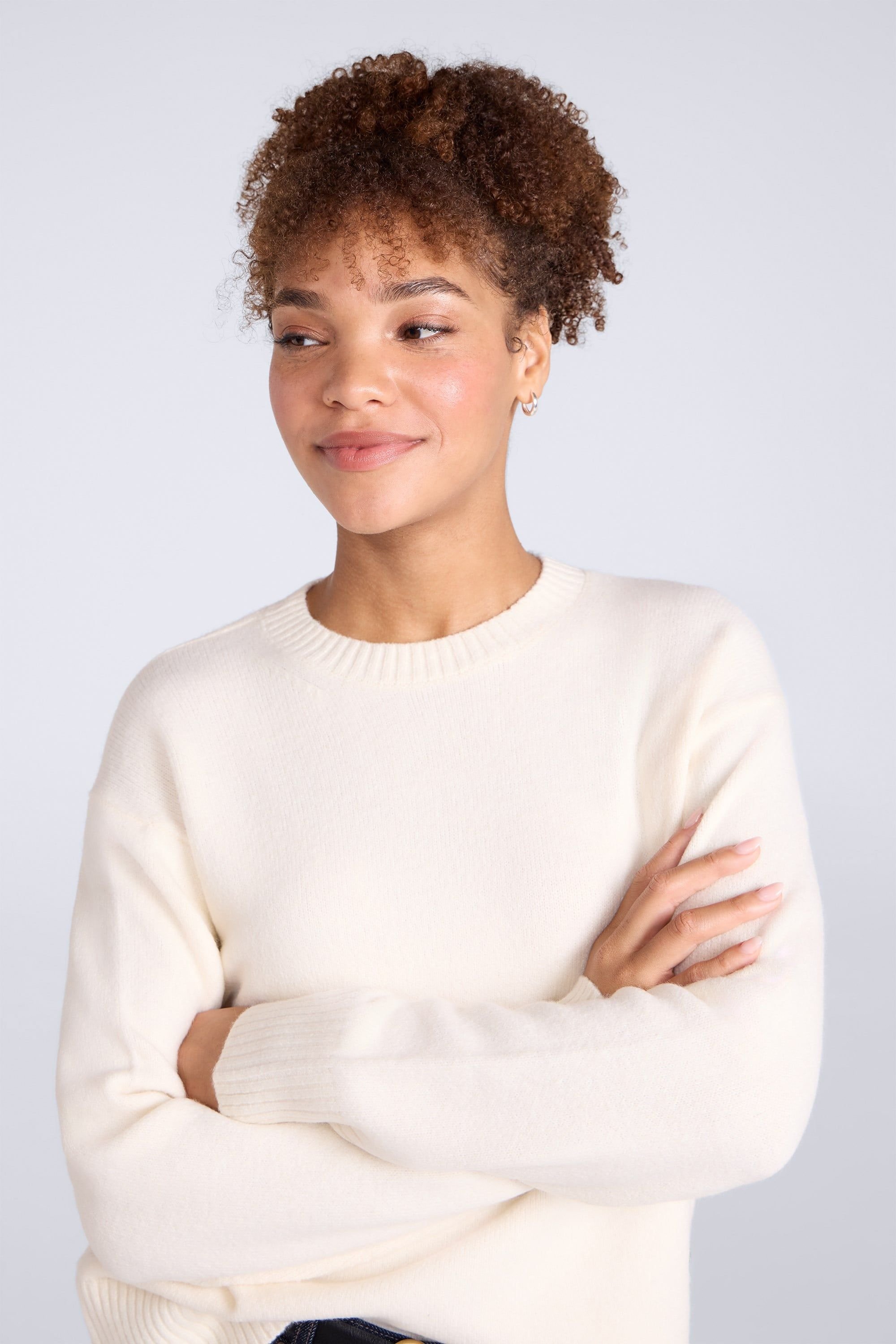 Animal Animal Women's Soft Lightweight Casual Top Warm Comfortable Fluffy Pullover Jumper in Light Beige - 3