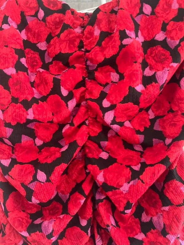 New Look Red Floral Ruched Midi Skirt