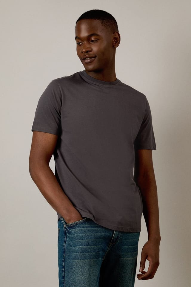 Burton Burton Men's Dark Grey Plain Crew Neck T-shirt - 2