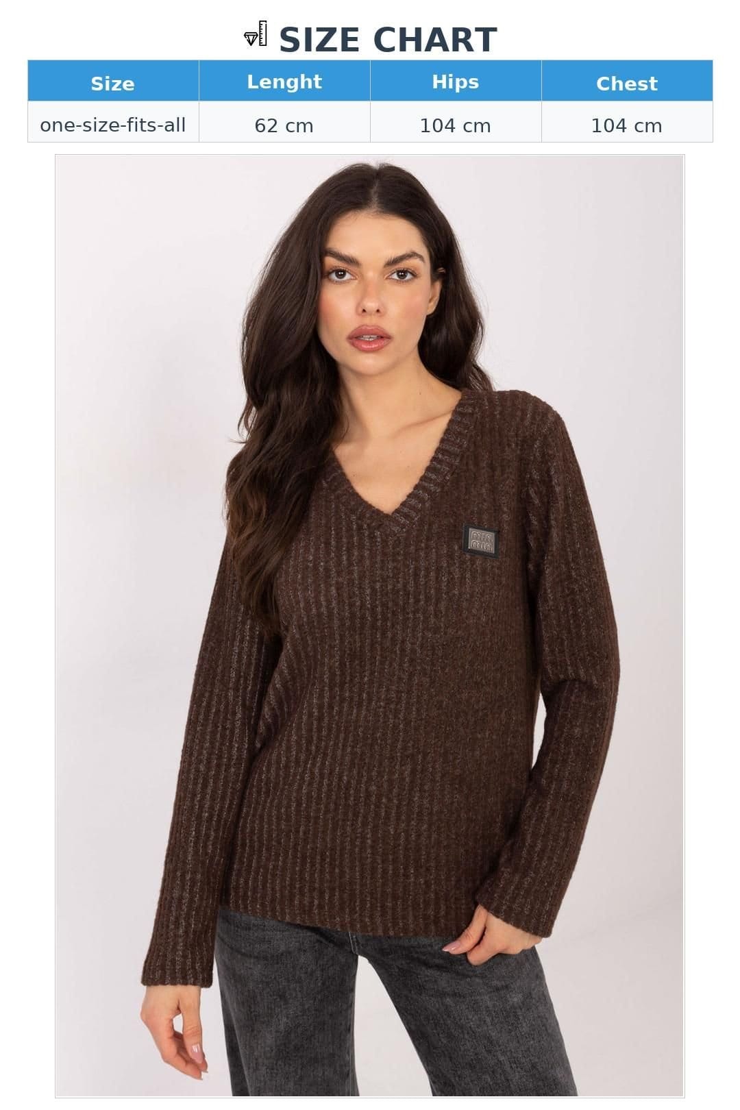 Love Lace Love Lace Women's Cotton V Neck Long Sleeve Sweater Patch in Brown - 4