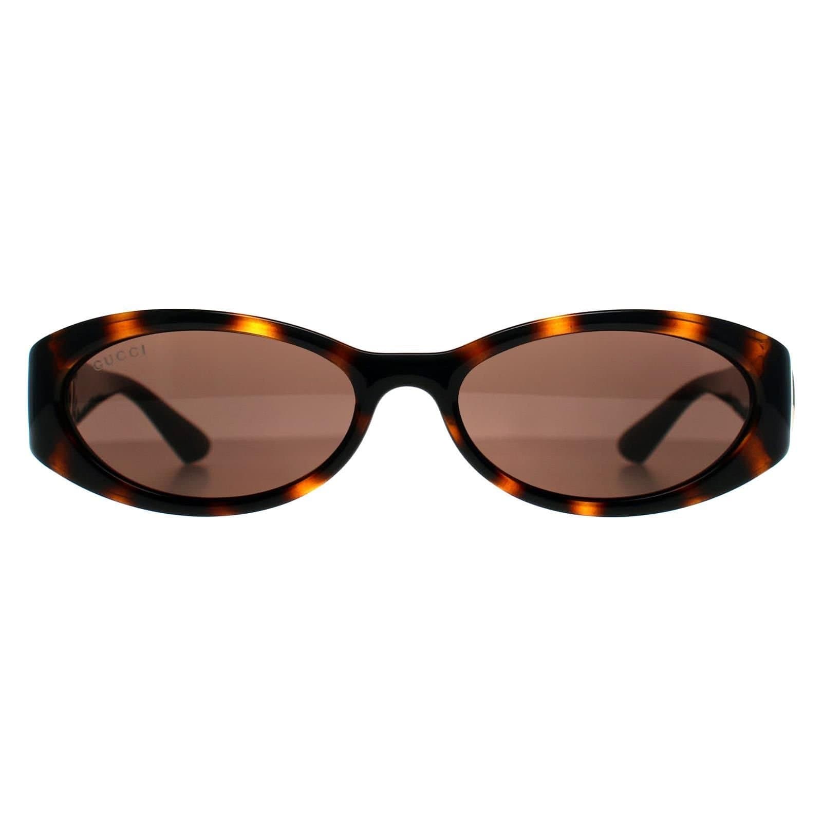 Gucci Gucci Women's Oval Shiny Dark Havana Dark Brown GG1660S