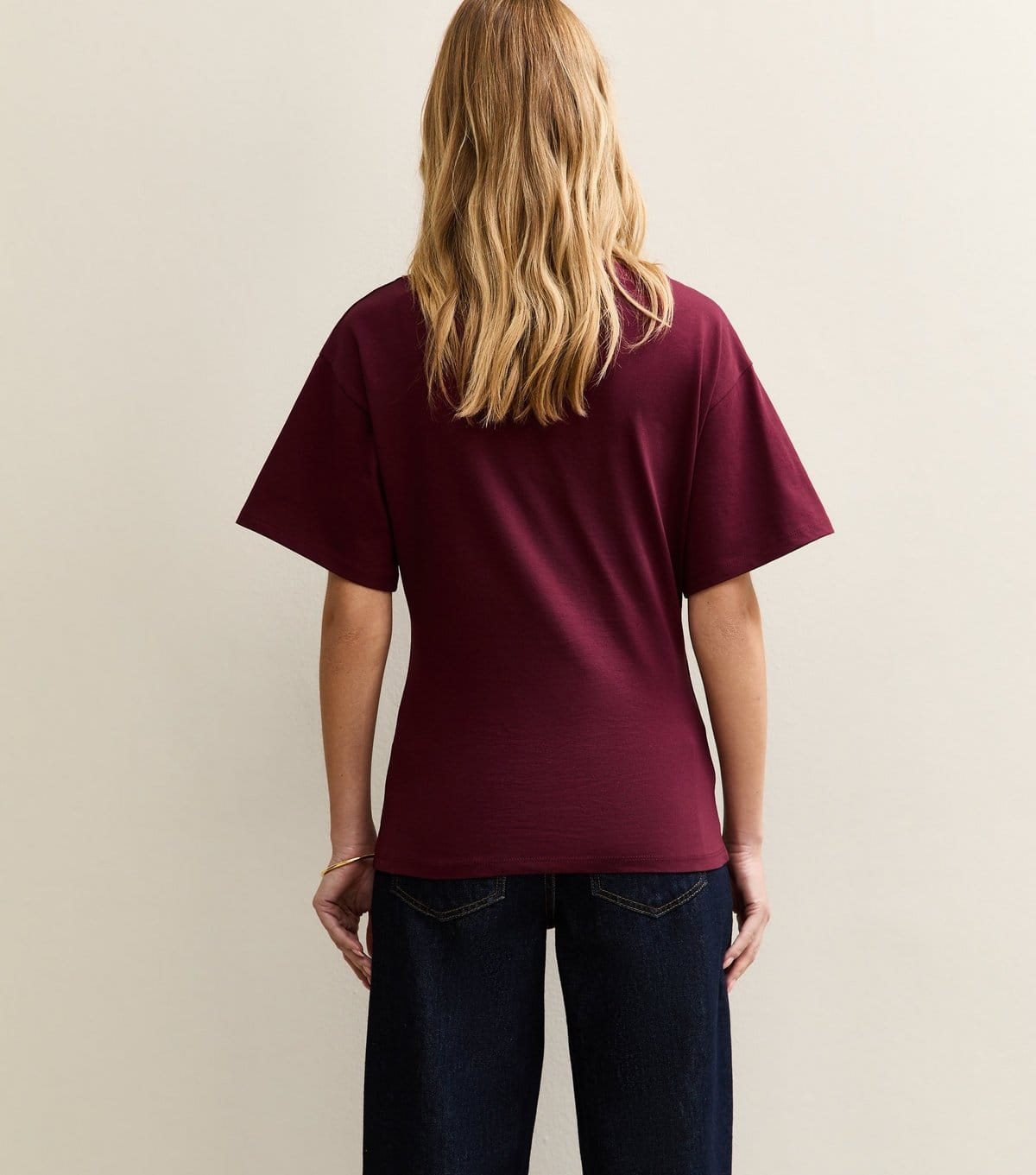 New Look Women's Dark Burgundy Fitted Waist Slash Neck T-Shirt New Look - 4