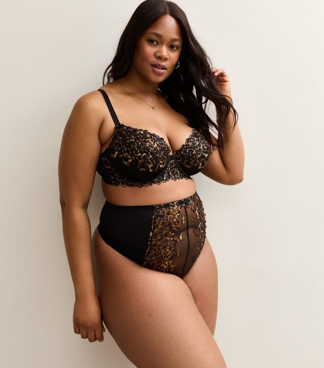 New Look Women's Plus Size Black Leopard Print High Waisted Thong Curves New Look - 2