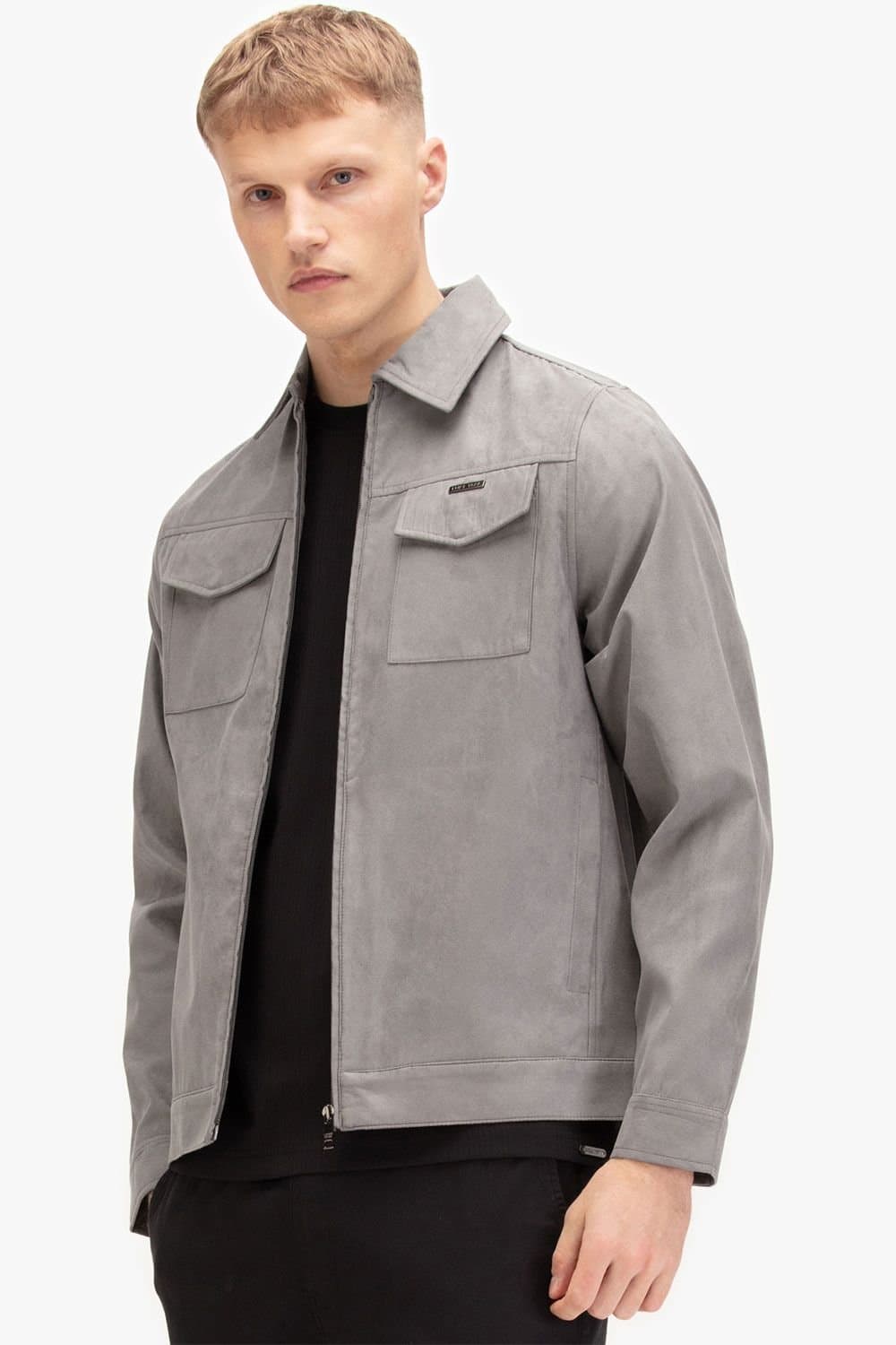 Luke 1977 Luke 1977 Men's Dax Faux Suede Jacket in Mid Grey