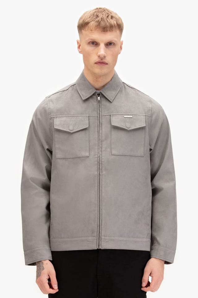 Luke 1977 Luke 1977 Men's Dax Faux Suede Jacket in Mid Grey - 3